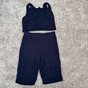 Two piece Ribbed Shorts Set